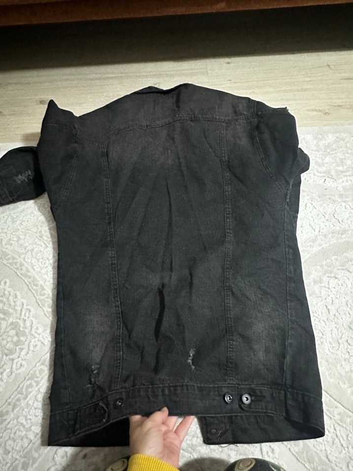 Siyah Düğmeli Oversize Denim Ceket - Görsel 5