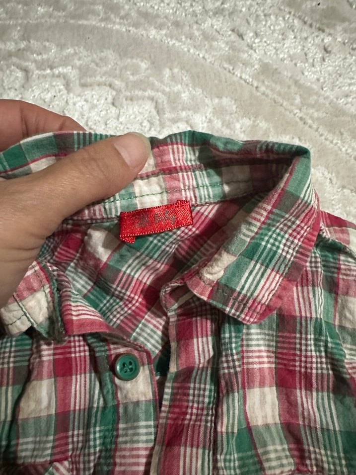 Erkek Çocuk Kırmızı Batik Desenli Gömlek - Görsel 4