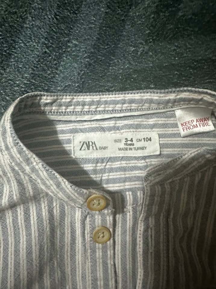 Erkek Çocuk Çizgili Gri Pamuklu Gömlek - Görsel 2