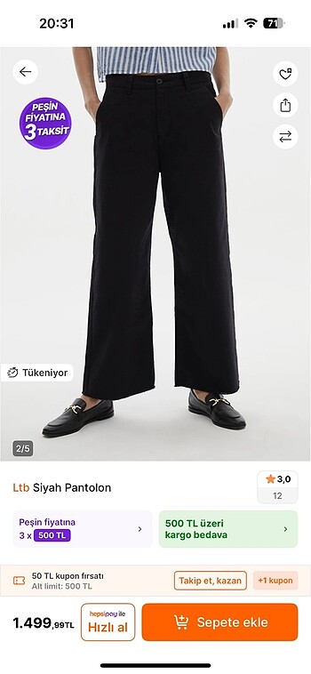 LTB Siyah bol paça jean pantolon