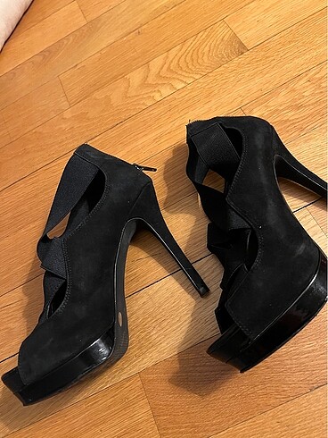 36,5 Beden siyah Renk Siyah süet topuklu stiletto