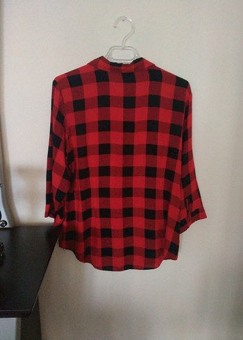 Kırmızı Siyah Kareli Kadın Gömlek - Görsel 3