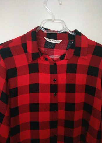 Kırmızı Siyah Kareli Kadın Gömlek - Görsel 7