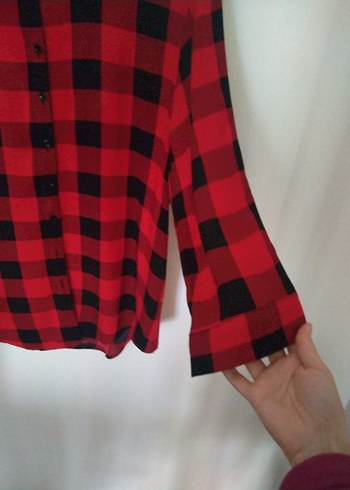 Kırmızı Siyah Kareli Kadın Gömlek - Görsel 2