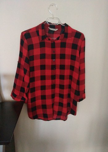 Kırmızı Siyah Kareli Kadın Gömlek - Görsel 8