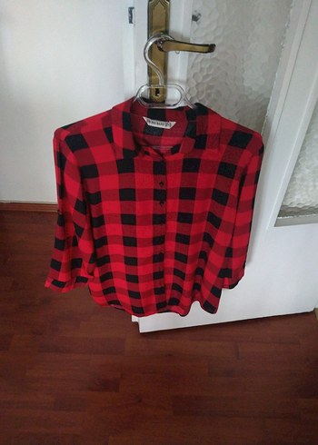 Kırmızı Siyah Kareli Kadın Gömlek - Görsel 6