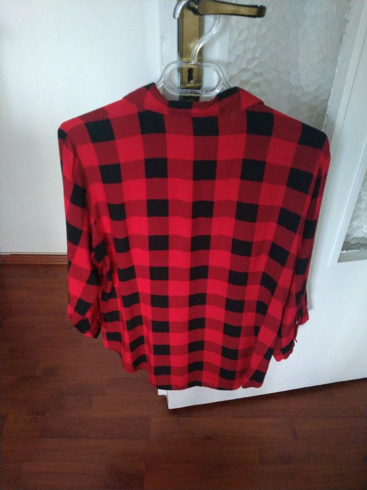 Kırmızı Siyah Kareli Kadın Gömlek - Görsel 4