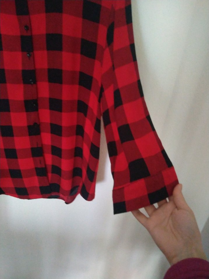 Kırmızı Siyah Kareli Kadın Gömlek - Görsel 2