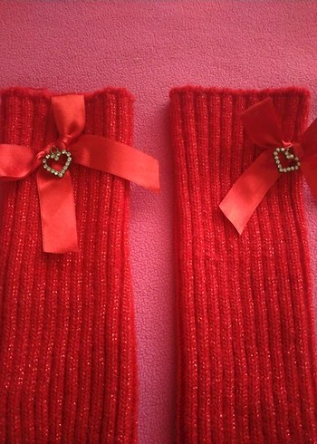 Kırmızı Örgü Kadın tozluk - Görsel 4