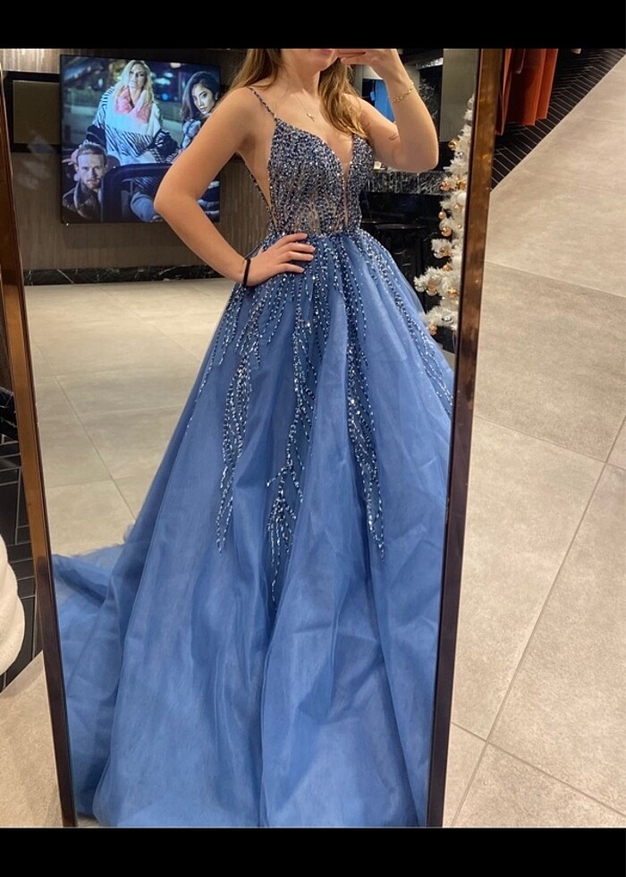 Nişanlık / nişan elbisesi indigo mavi - Görsel 4