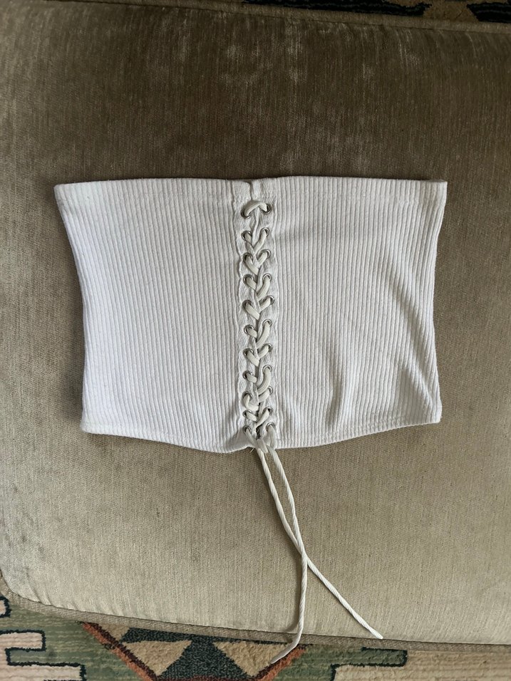 Beyaz Fitilli Midi straplez - Görsel 2