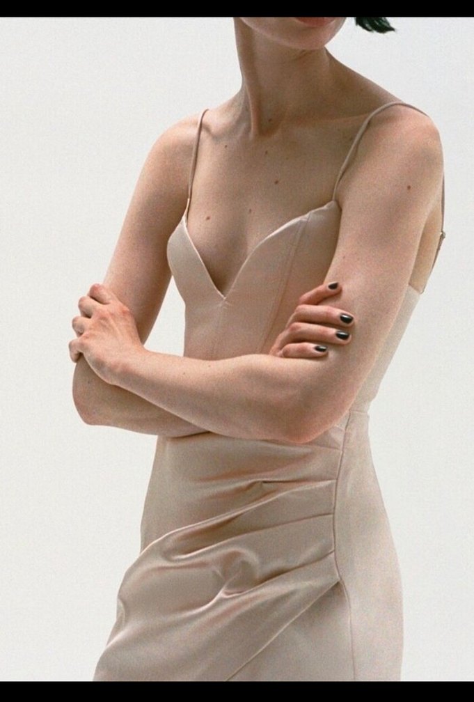 Bej Drapeli saten Mini Elbise - Görsel 2