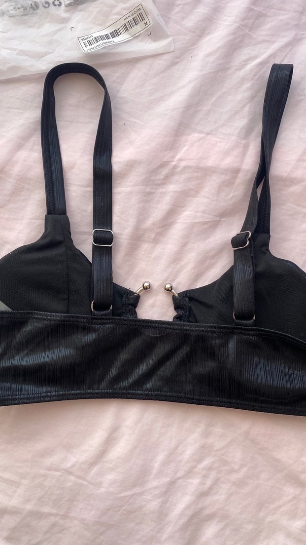 Siyah Strappy Mini Bikini - SHEIN - Görsel 5