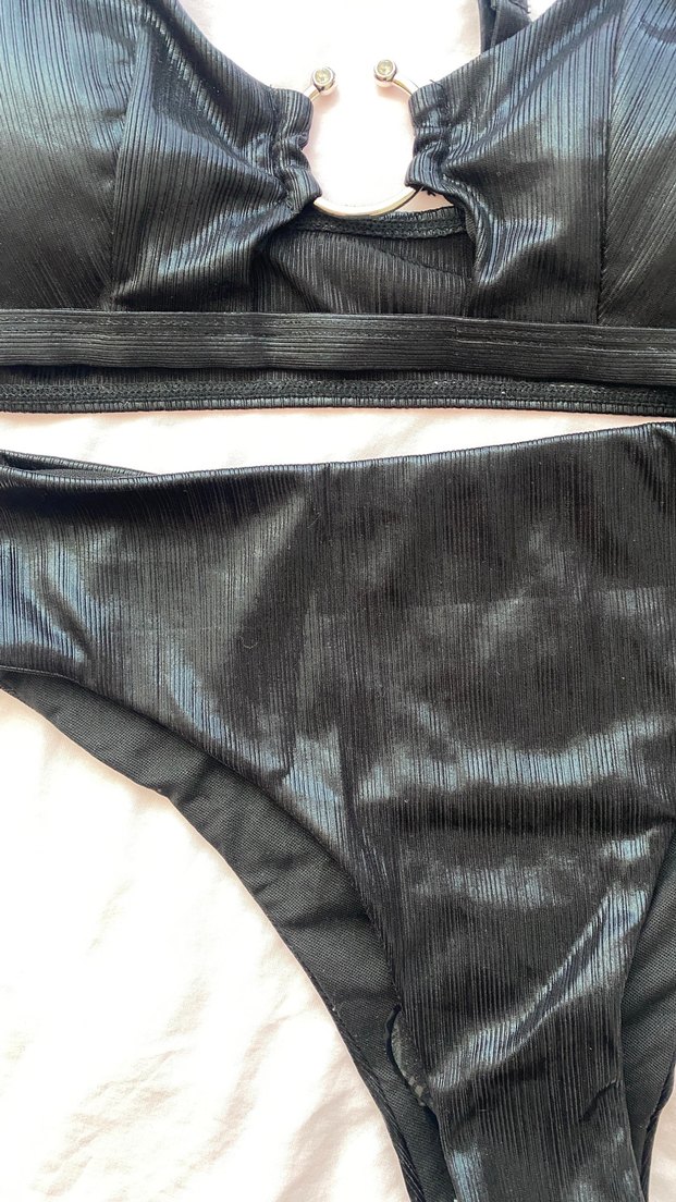 Siyah Strappy Mini Bikini - SHEIN - Görsel 3