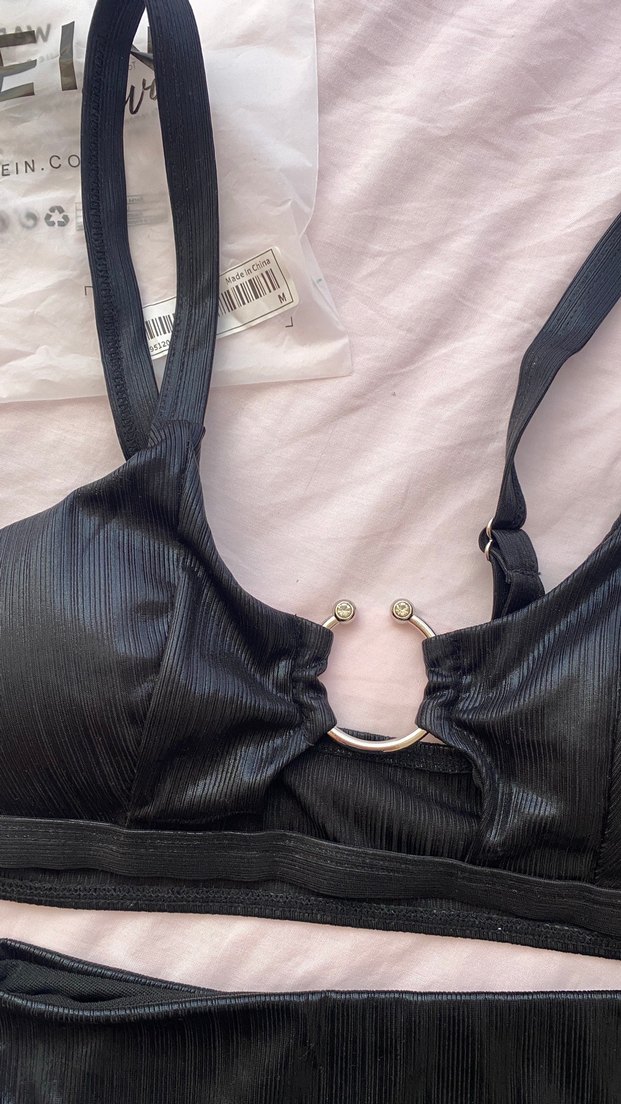 Siyah Strappy Mini Bikini - SHEIN - Görsel 2