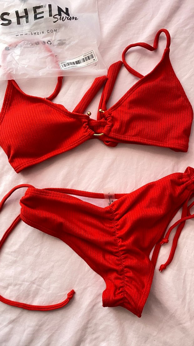 Kırmızı Parlak İpli Kadın Bikini - Görsel 4