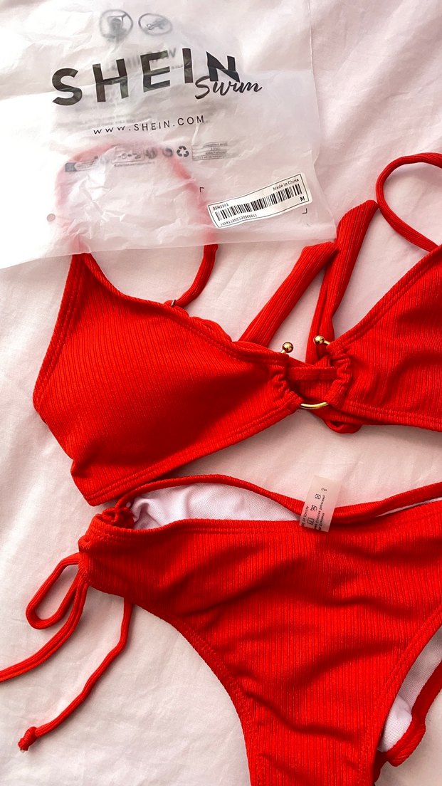 Kırmızı Parlak İpli Kadın Bikini - Görsel 3