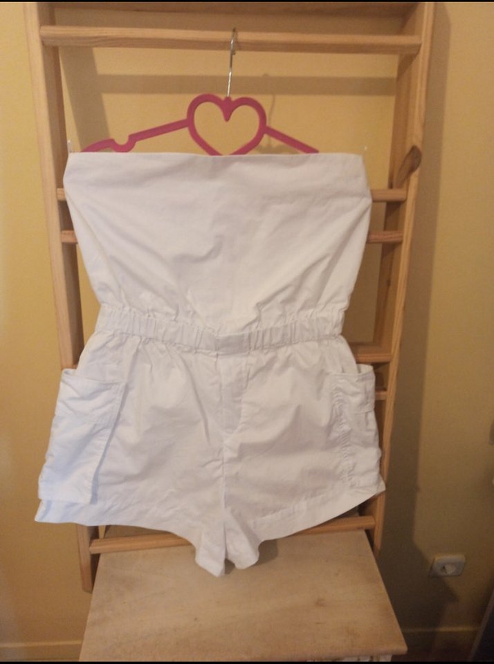 Beyaz Straplez Kısa Tulum - Görsel 4