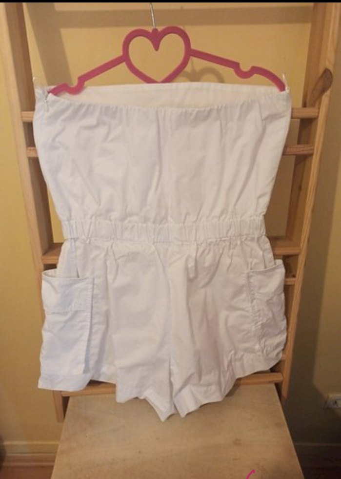 Beyaz Straplez Kısa Tulum - Görsel 2