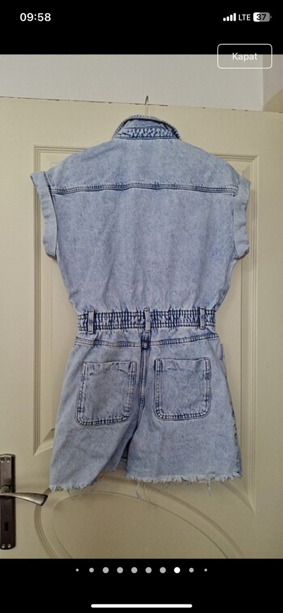 Zara Kadın Gri Batik Desenli Kot Tulum - Görsel 2