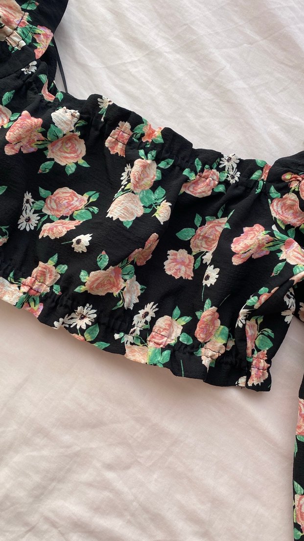 Çiçek Desenli Uzun Kollu Fırfırlı Bluz - Görsel 3