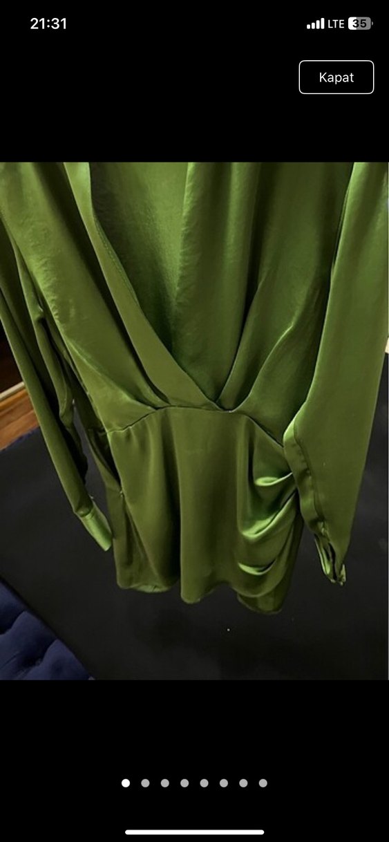 Zara Yeşil Saten kısa elbise - Görsel 3