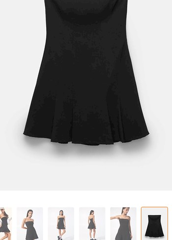 Siyah Straplez pileli Mini Elbise - Görsel 3