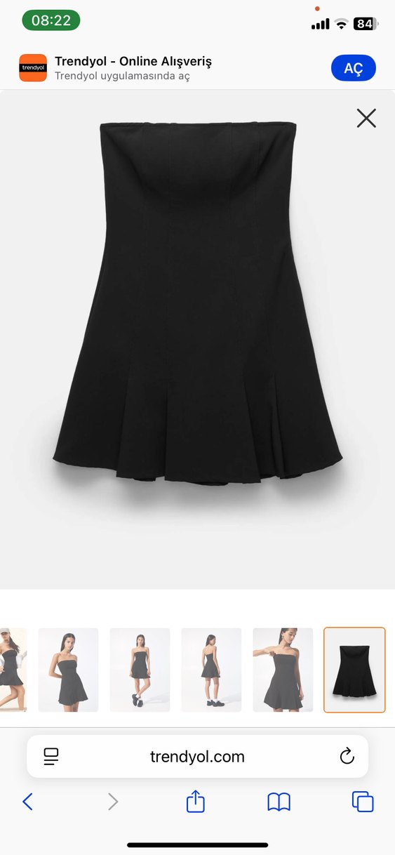 Siyah Straplez pileli Mini Elbise - Görsel 3