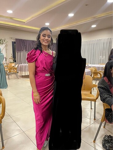Diğer Pembe saten abiye elbise