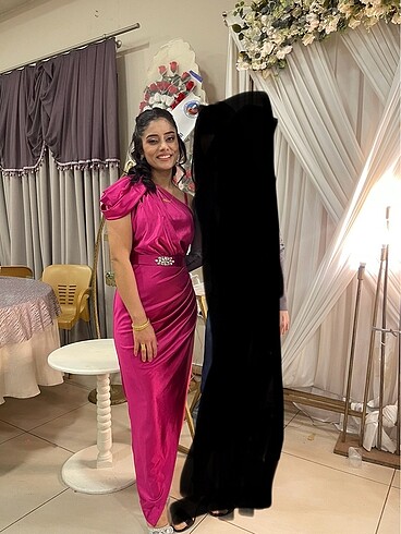diğer Beden Pembe saten abiye elbise