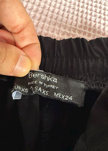 xs Beden Siyah Keten Pilili Kadın Pantolon