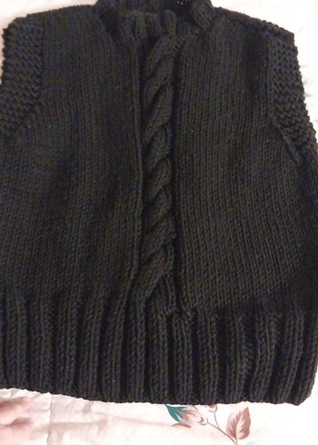 Siyah Örgü Boğazlı Kolsuz Kadın Süveter - Görsel 5