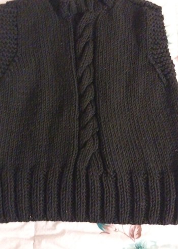 Siyah Örgü Boğazlı Kolsuz Kadın Süveter - Görsel 2