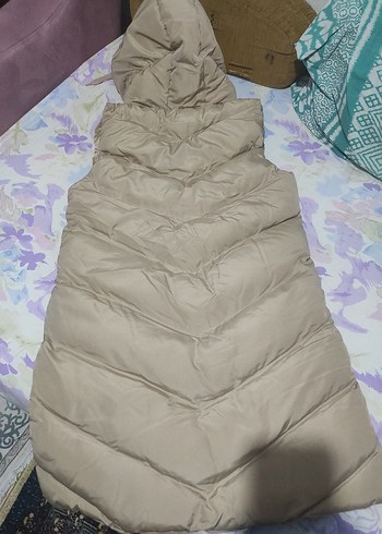 38 Beden camel Renk Bej Uzun Kollu Fermuarlı Kadın Yelek