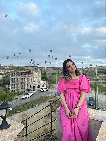 Pembe uzun elbise - Görsel 3