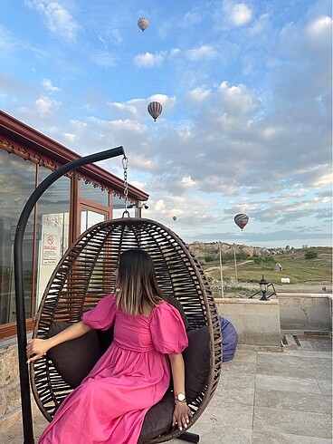 Pembe uzun elbise - Görsel 4