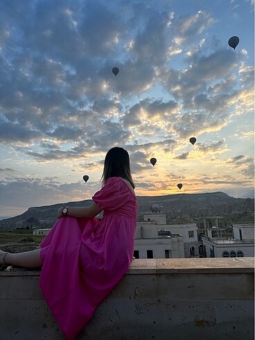 Pembe uzun elbise - Görsel 8