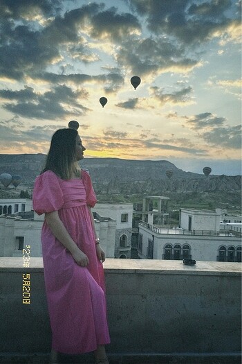 Pembe uzun elbise - Görsel 10