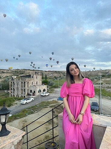 Pembe uzun elbise - Görsel 12