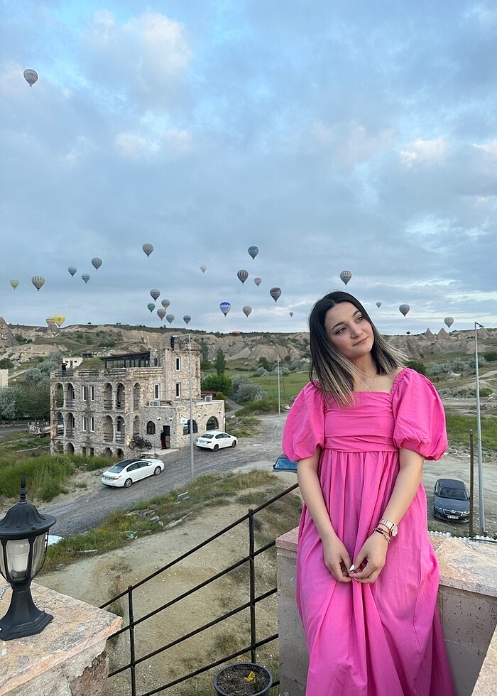 Pembe uzun elbise - Görsel 3