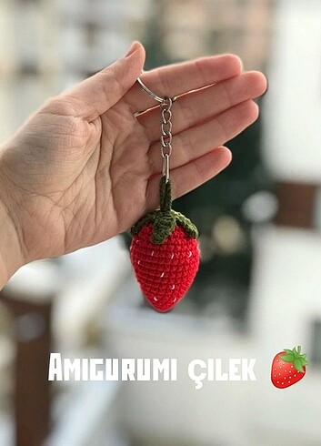 Amigurumi çilek anahtarlık çilek ????