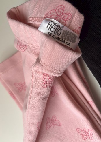 Kız Çocuk Pembe ve Siyah Tayt Seti - Görsel 3