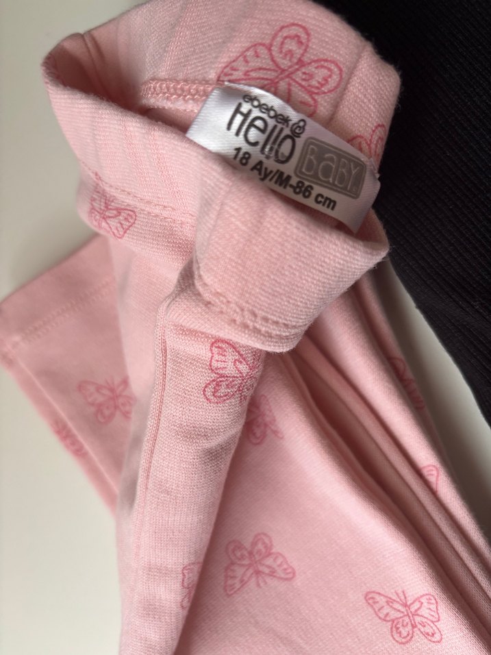 Kız Çocuk Pembe ve Siyah Tayt Seti - Görsel 3