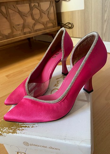 Diğer Pembe Seksi Saten Stiletto Kadın Topuklu Ayakkabı