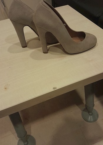 Bej Süet Topuklu Kadın Ayakkabı - Görsel 5