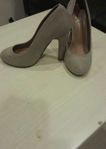 Bej Süet Topuklu Kadın Ayakkabı - Görsel 2