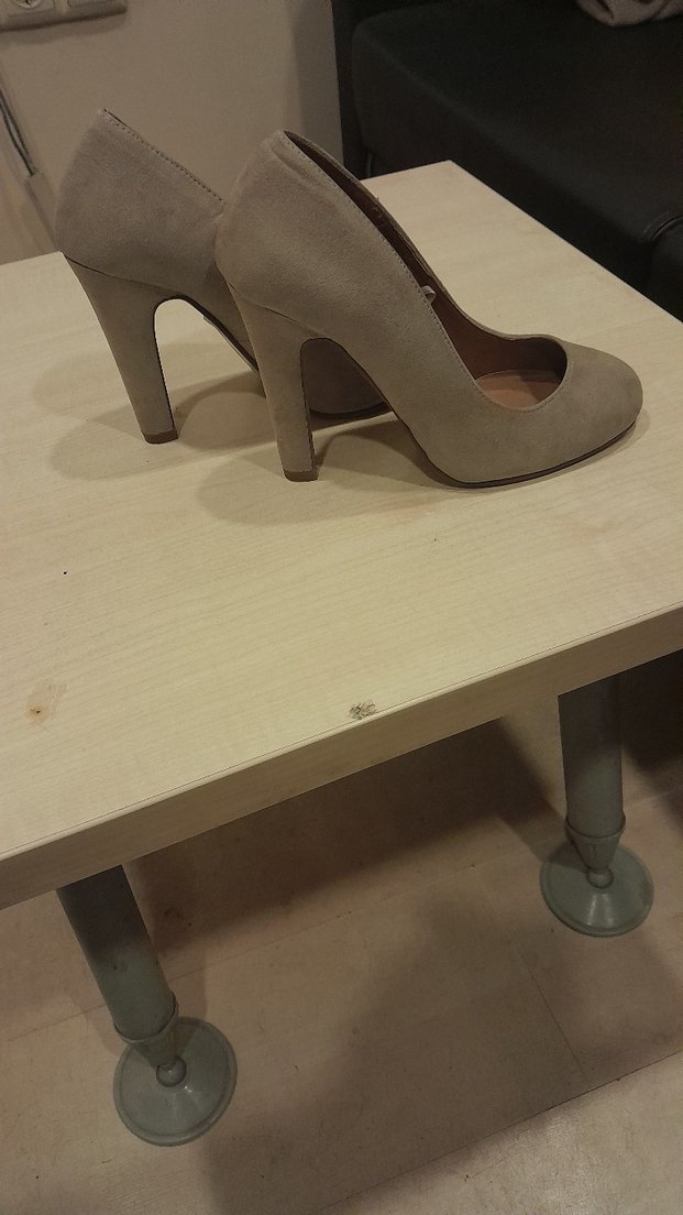 Bej Süet Topuklu Kadın Ayakkabı - Görsel 5