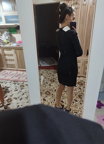 s Beden 34 gömlek elbise siyah