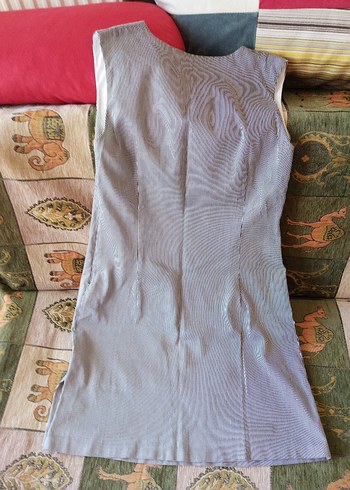 kolsuz elbise Düğmeli V Yaka - Görsel 5