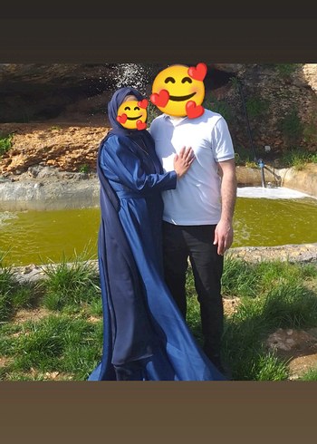 Abiye Lacivert Pul ve Sim Detaylı Tesettür Abiye